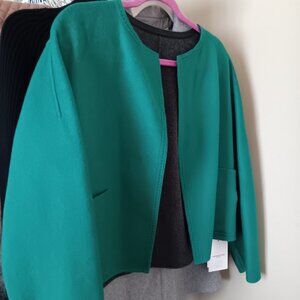 NWT Lafayette 148 New York Reversible Winter Green Graphite Melange Jacket
